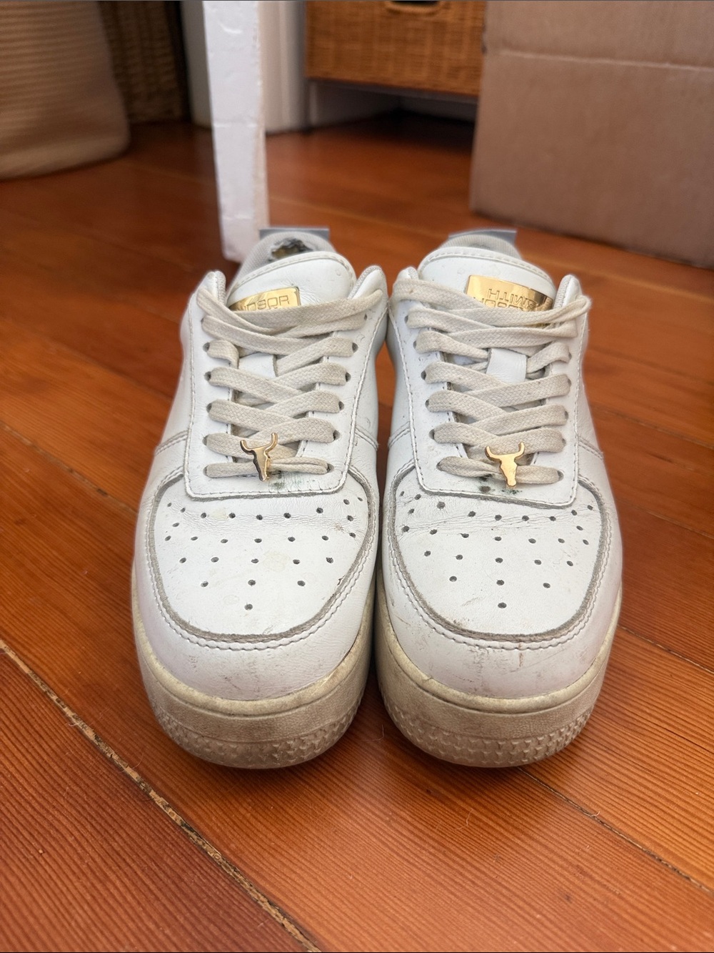 Windsor Smith White Leather Sneakers with Gold Accents